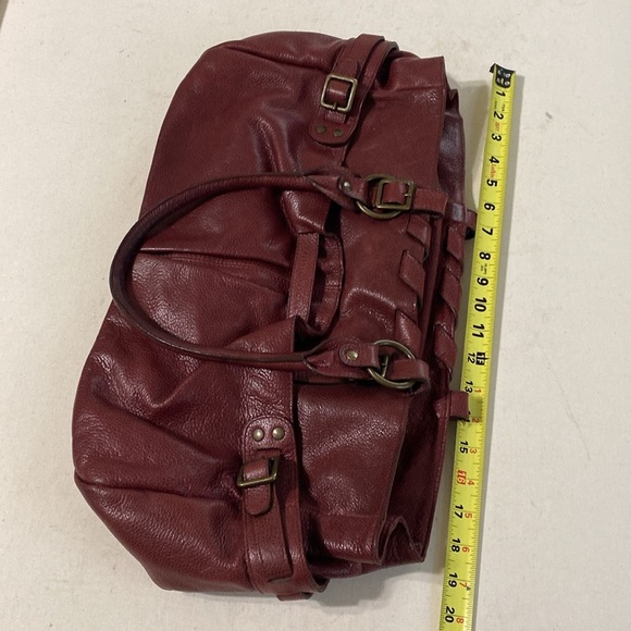 Plinio Visona Elegant Burgundy Leather Tote Bag women Large boho Y2K avant-garde - Picture 12 of 15